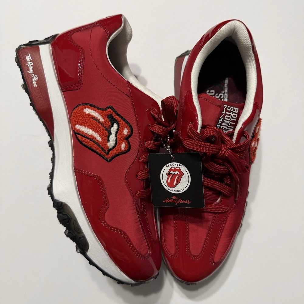 New Skechers x Rolling Stones Shoes Women's Upper Cut Neo Jogger RS Lick Red 8